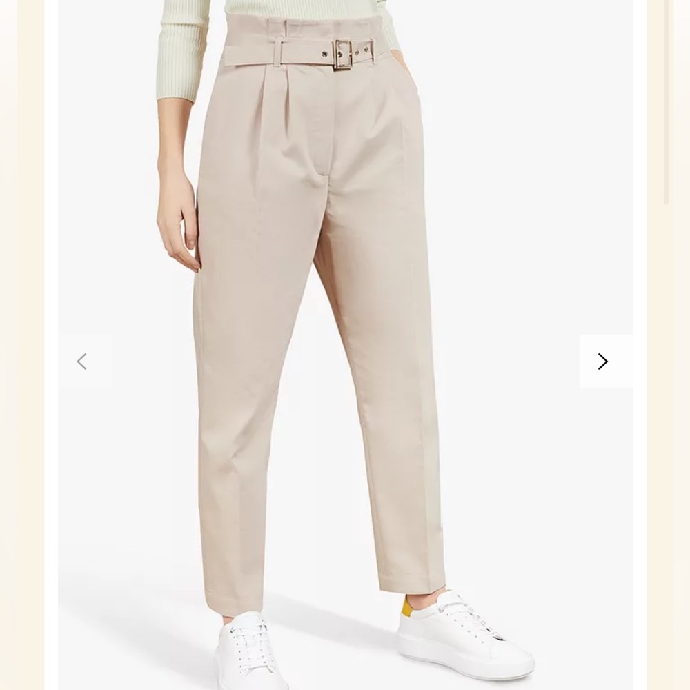 NEW NWT Ted Baker Lucjat Belted Trousers In Tan/blush